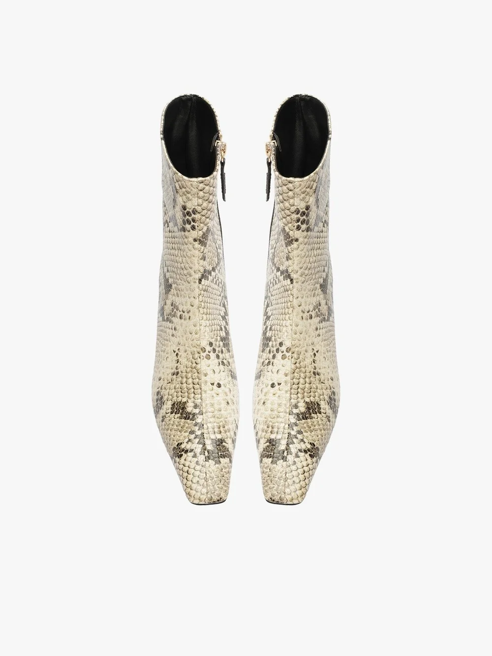 SCHUTZ Snake-Print Ankle Booties in Cream and Brown